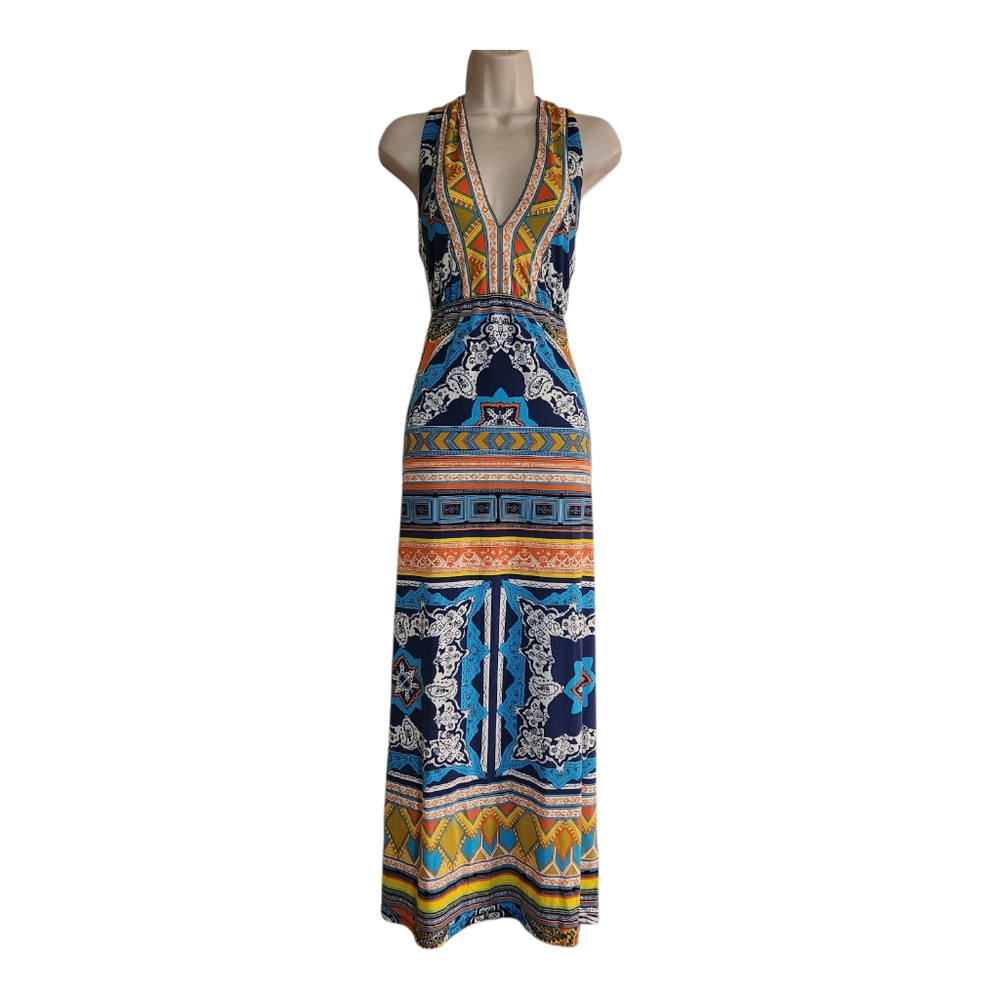 Hale Bob Multicolor Geometric Print June Maxi Dress XS